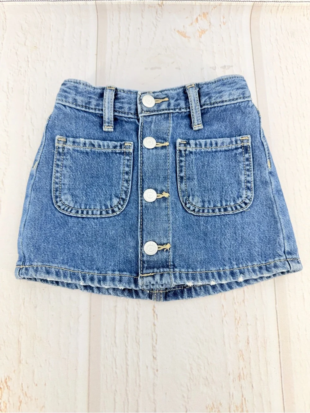 Old Navy Denim Skirt 2T Blue Button Front Adjustable‎ Waist Kids